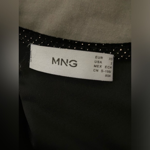 MANGO XS velvet glitter v-neck mini New Year’s Eve dress - Picture 2 of 2